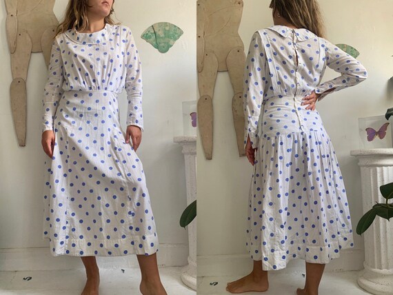 vintage antique rare edwardian polka dot print cot