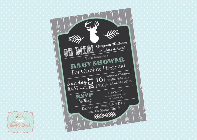 Deer And Arrow Baby Boy Shower Invitations Etsy
