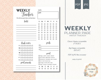 Planificador semanal Rastreador de hábitos Rastreador de objetivos Mambi Classic HP Big Happy Planner PDF Inserciones imprimibles