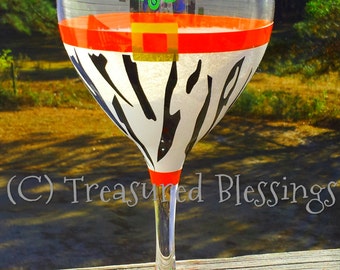 Zebra Print Ho Ho Ho Christmas Wine Glass Zebra Print Ho Ho Ho Christmas Wine Glass