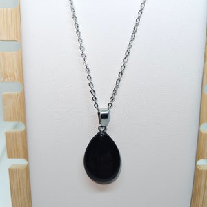 Black obsidian crystal pendant