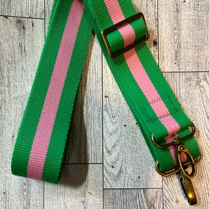 Pink & Green Striped Handbag Strap