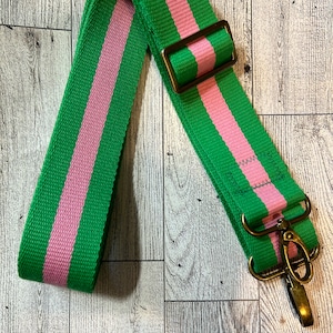 Pink & Green Striped Handbag Strap