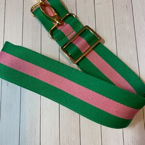 Pink & Green Striped Handbag Strap