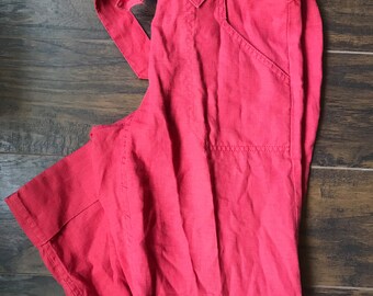 100% Linen- capri  pants - size 6-low waist- comfy- raspberry