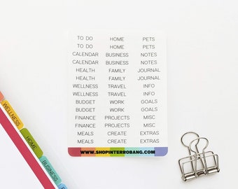 Divider Tab Labels | Planner Stickers | Journaling Stickers