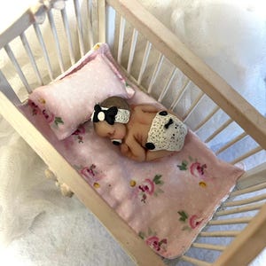 Polymer clay newborn baby girl ,dollhouse miniature ,tiny ooak cake topper ,baby shower,gift,decoration,birthday cake,collector