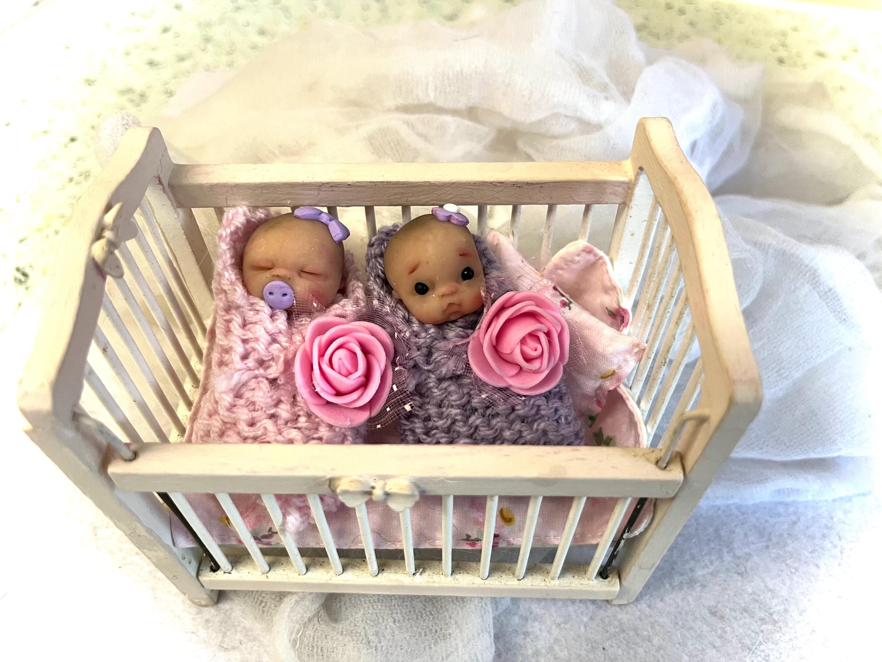 Twins! Polymer Clay Bundle Babies,handmade,ooak,dollhouse Nursery  display picture 1