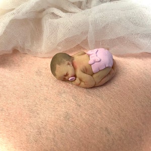 Polymer clay baby girl,dollhouse,ooak,cake topper,baby shower,gift