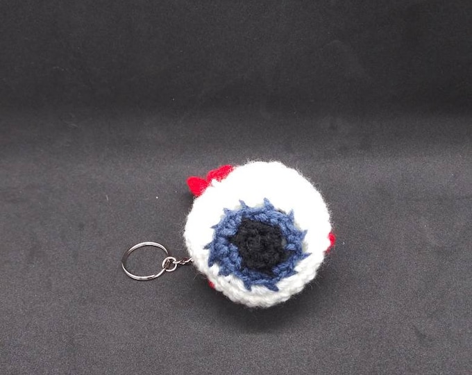 Crocheted eyeball keychain