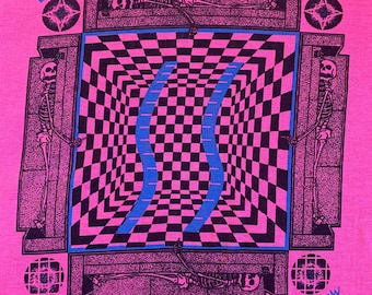 Skeletal Square 80's T shirt On Vintage bubblegum fink single stitch Front and Back Print