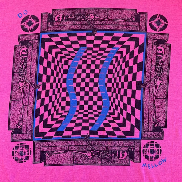 Skeletal Square 80's T shirt On Vintage bubblegum fink single stitch Front and Back Print