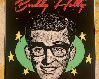 Buddy Holly Sticker - dishwasher safe!