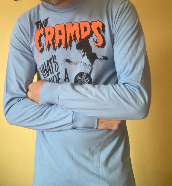 80's The Cramps sleeveless T shirt Hand Printed S… - image 9