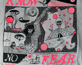 Sci-fi doodle Know / No Fear   Hand Printed
