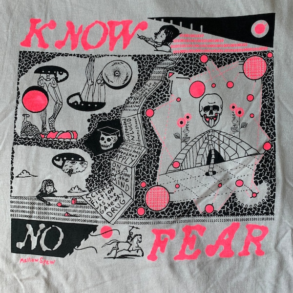 Doodle de science-fiction Know/No Fear imprimé à la main