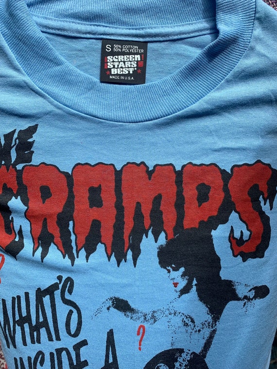 80's The Cramps sleeveless T shirt Hand Printed S… - image 6