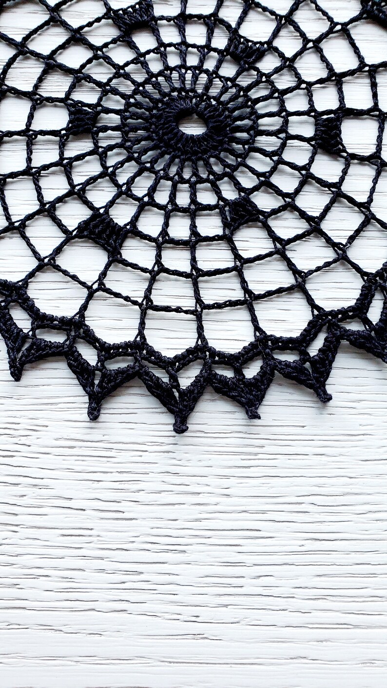 Handmade Crochet Black Doily Spider  Crochet Doily Etsy