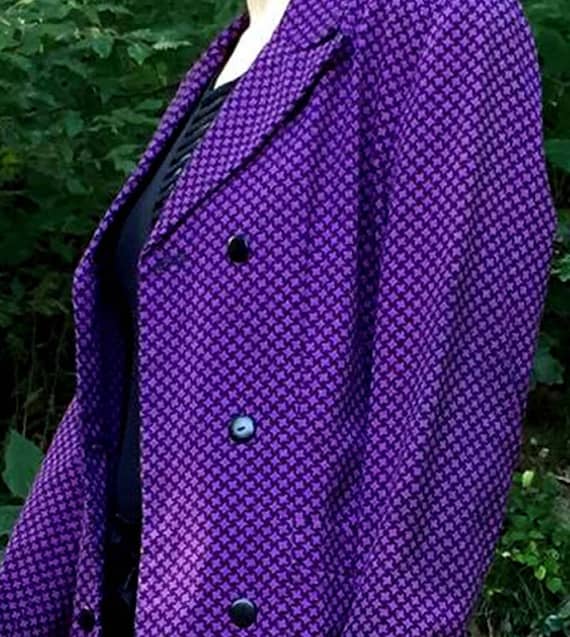 S/M 90s MEXX Purple Houndstooth Double Breasted B… - image 3