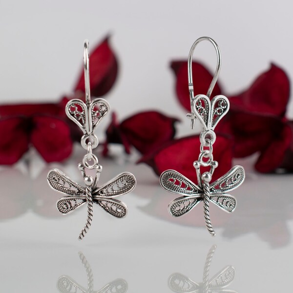 Red Dragonfly Earrings Etsy