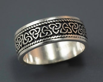 Celtic Ring Sterling Silver Band for Men Women/'s Band Viking Ring Geometric Ring Pagan Men/'s Ring Celtic Wedding Band