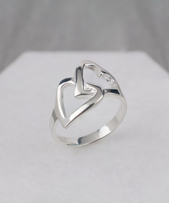 Valentine Day Gift Women Heart Toe Ring Solid Metal 925 Silver White Gold  Plated