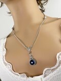Genuine Sapphire Quartz Gemstone 925 Silver Necklace, Handmade Adjustable Necklace 17
