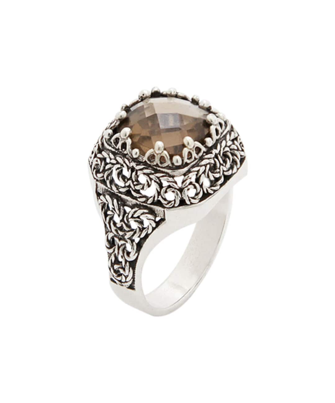 55Carat Natural Smoky Quartz Sterling Silver Ring - Handmade Square Stone Ring For Women, Sizes 4-12