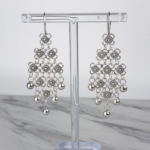 Silver Clear Crystal Chandelier Earrings - Mima's Of Warwick, LLC