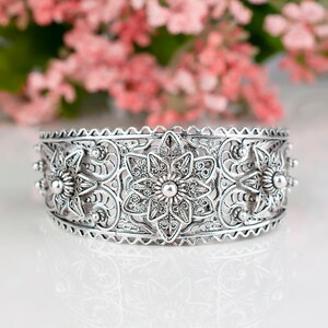 Handmade Silver Cuff Bracelet,925 Sterling Silver Three
