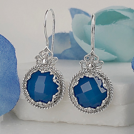 Blue and silver earrings new arrivals