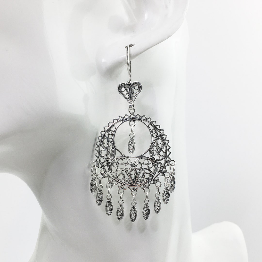 Crystal Floral Chandelier Earrings in Silver main image 0