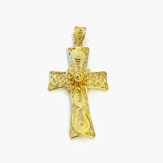 14K Solid Gold Cross Pendant Christian Religious Jewelry | Etsy