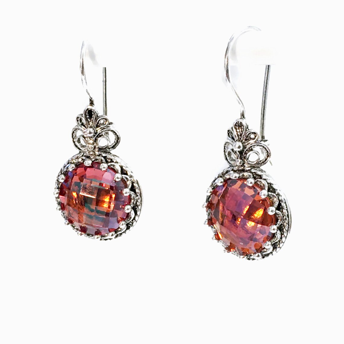 Orange Quartz Silver Dangling Drop Earrings 925 Sterling 10 Etsy