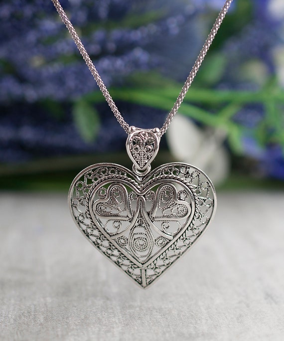 925 Sterling Silver Polished Hearts Necklace Jewelry Set for Young Girls at in Season Jewelry