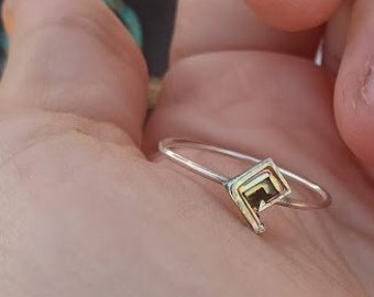 Bismuth Sterling Silver Ring - Rainbow Crystal Jewelry, Size 7.5