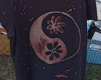 Yin Yang Bleach Painted Shirt - Adult Sizes