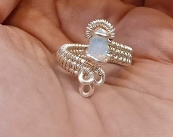 Custom Opal Sterling Silver Wire-wrapped Ring