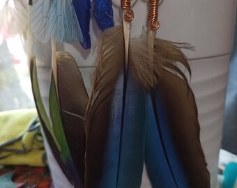 Wire-Wrapped Macaw Earrings (Copper) <3