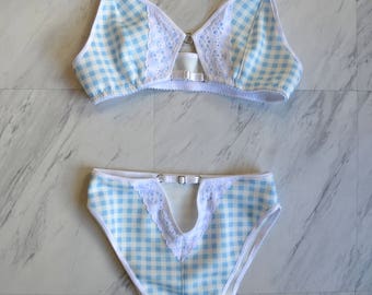 SAMPLE SALE, Nymphette Gingham Bralette, Handmade Lingerie