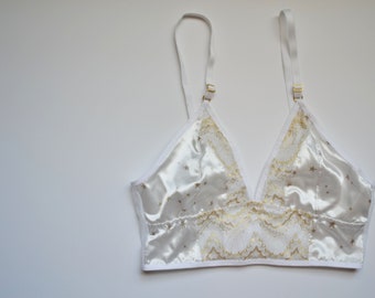 The Stars Satin and Lace Longline Bralette, Handmade Lingerie, Made to Order