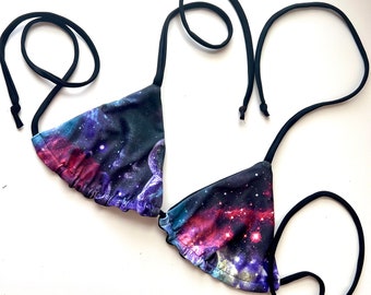 Top a triangolo Galaxy, pronto per la spedizione, scegli la tua taglia, costume da bagno fatto a mano