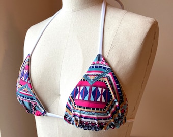 Top a triangolo geometrico, pronto per la spedizione, scegli la tua taglia, costume da bagno fatto a mano
