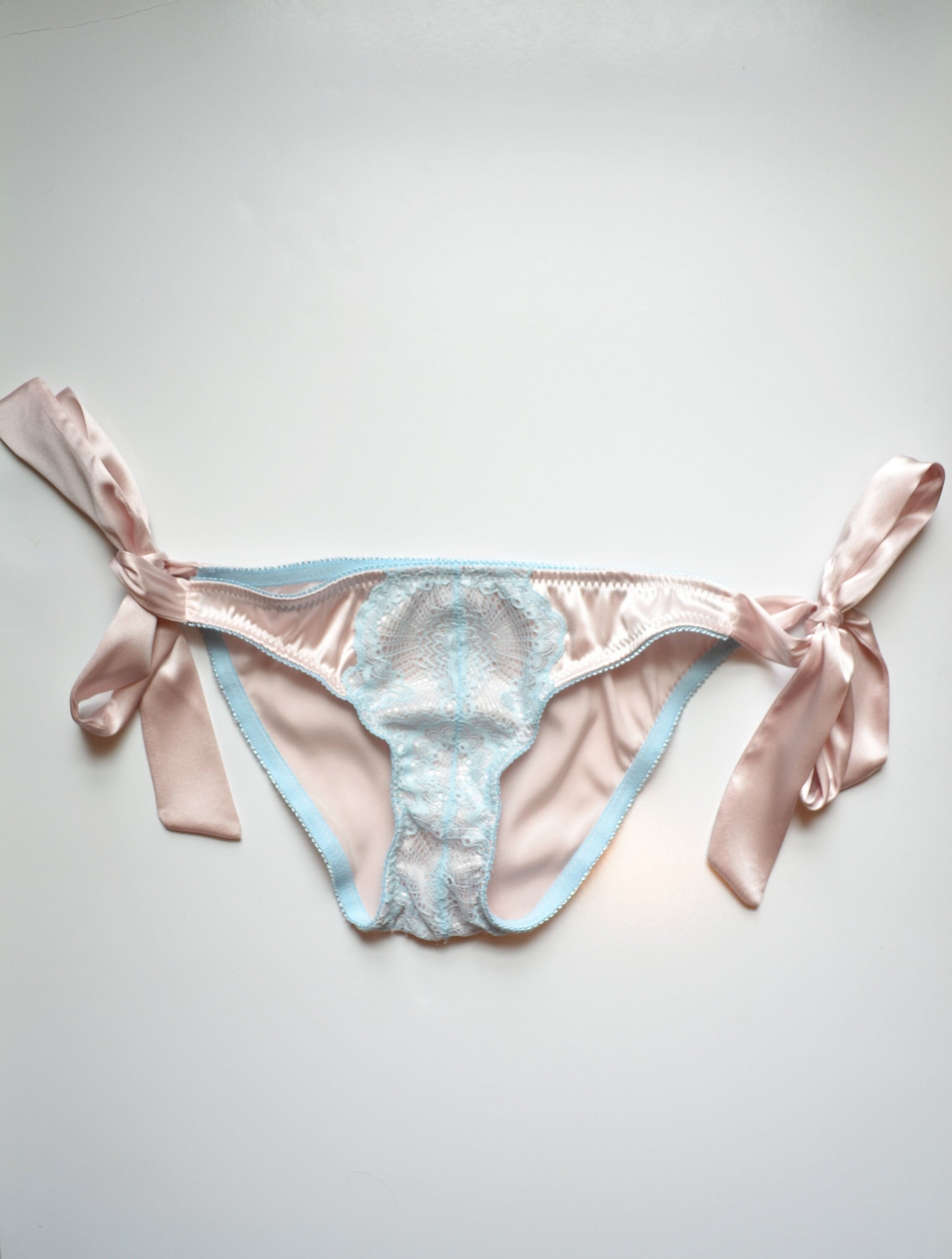 Wilhelmine Side Tie Panty Silk and Lace Lingerie Handmade Etsy