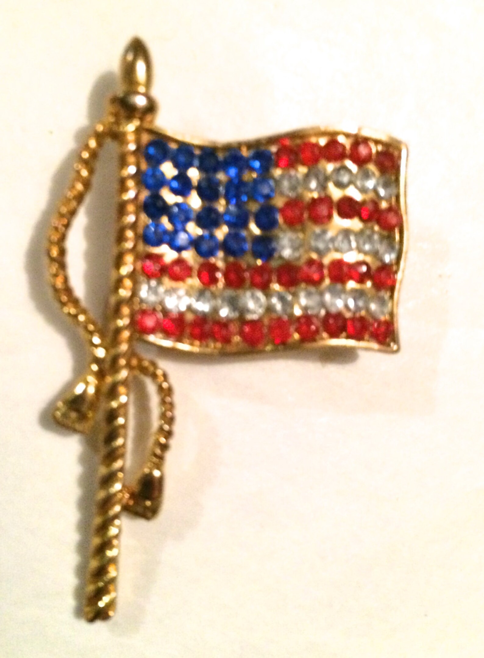 Rhinestone Flag Pin American Flag Pin Vintage Jewelry Flag Etsy