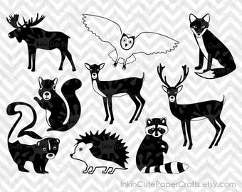 Woodland Clipart, Forest Animals SVG, Woodland Animals SVG, Fox svg, Forest Animals Clip Art, Moose svg, Deer svg, Woodland SVG, Owl svg