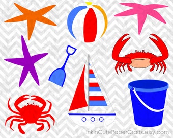 Beach SVG Files / Beach SVG Designs / Beach SVG Bundle / Beach Ball svg / Beach Bucket svg / Crab svg / Starfish svg / Sailboat svg