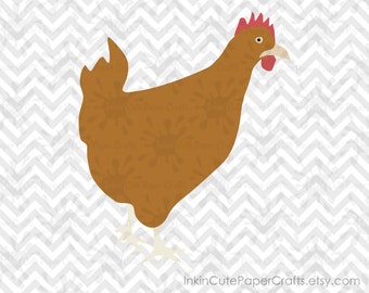 Chicken SVG, Chicken Clipart, Chicken cut file, Chicken Clip Art, Farm Animal SVG, Farm Animal Clipart, Barnyard Animal SVG, svg Chicken