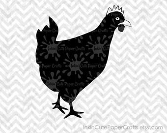 Chicken Silhouette SVG, Chicken SVG Files, Chicken Clipart, Chicken Clip Art, Chicken Cut File, SVG Chicken, Barnyard Animal svg, Farm svg