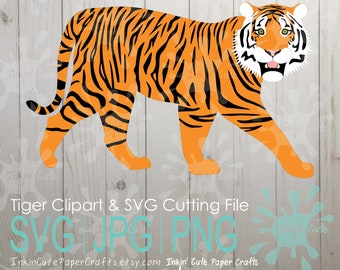 Tiger SVG File, Tiger SVG Cut File, Tiger Cut File, Tiger Clipart, SVG Tiger, Jungle Svg, Jungle Animals Svg, Jungle Animals Clipart